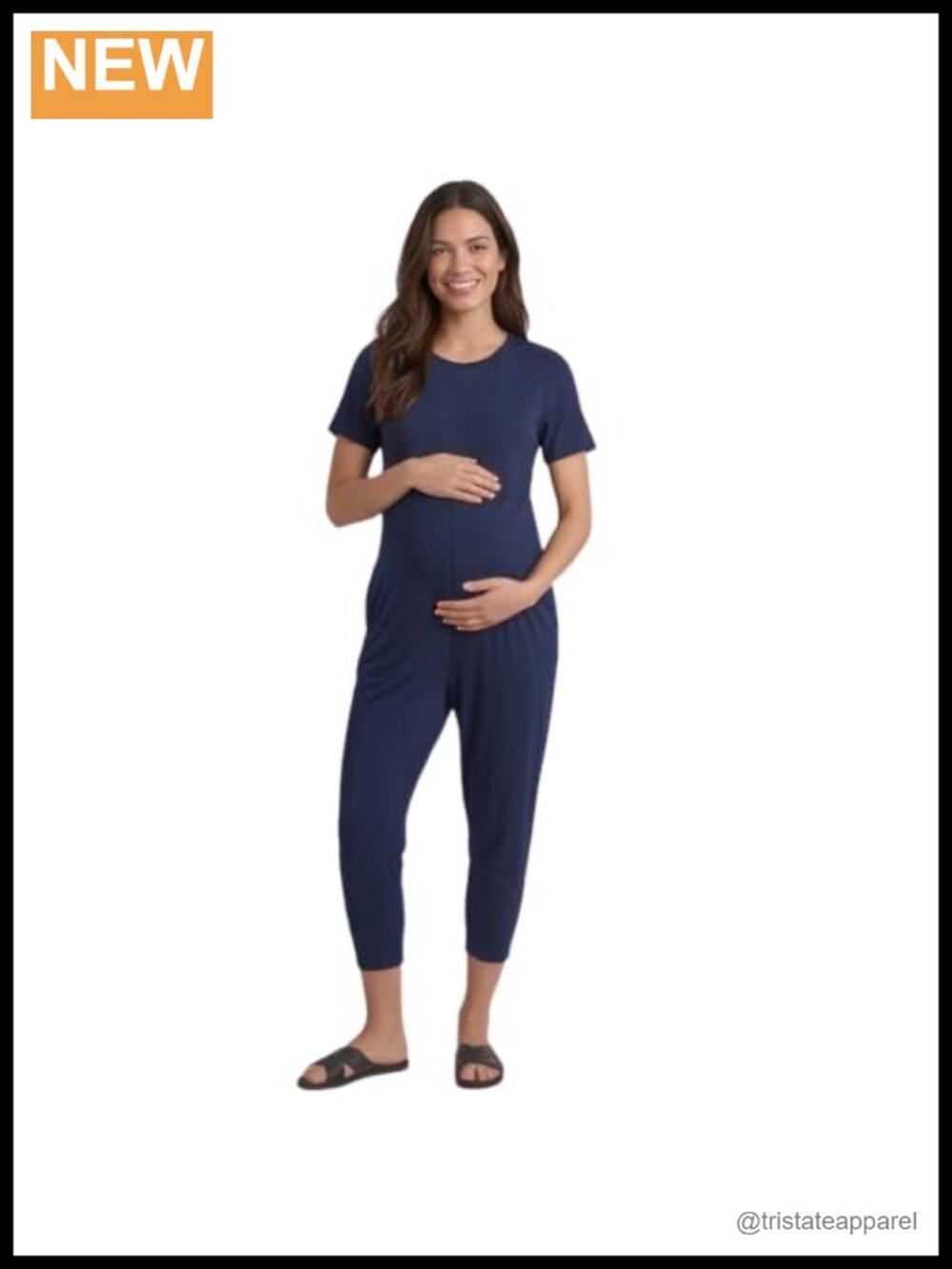 Viscose Bamboo Maternity Jumpsuit Short Sleeve Romper with Pockets